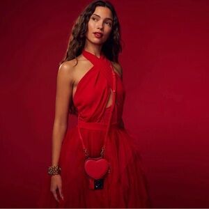 NWOT Bandolier “Willa” Heart-Shaped Crossbody Phone Case in Poppy Red